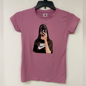 Pink Graphic T-Shirt with Nike Design Size One Size